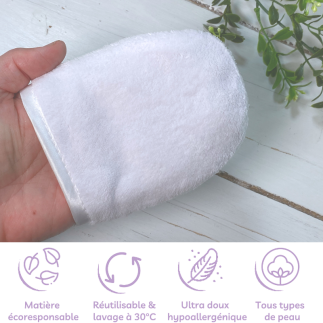 Gant démaquillant blanc – Réutilisable & écologique
