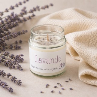 Bougie artisanale  "lavande" végétale - Parfum de Grasse