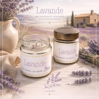 Bougie artisanale  "lavande" végétale - Parfum de Grasse