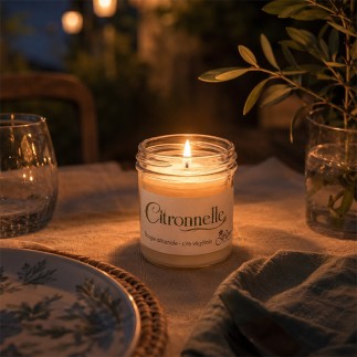 Bougie artisanale  "Citronnelle" végétale - Parfum de Grasse