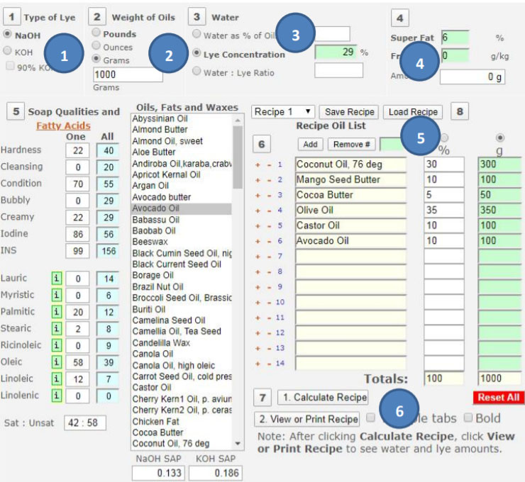 Faire son savon avec Soapcalc